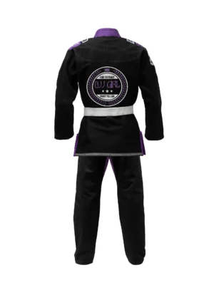 Zeprum Premium Bjj Gi Female Version Black With Pink Stitches And With All Embroidery Patches