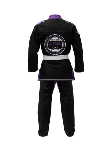 Zeprum Premium Bjj Gi Female Version Black With Pink Stitches And With All Embroidery Patches