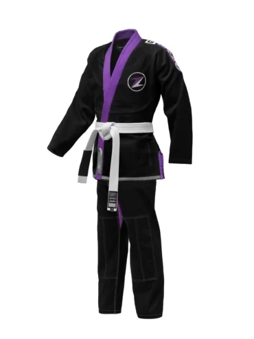 Zeprum Premium Bjj Gi Female Version Black With Pink Stitches And With All Embroidery Patches