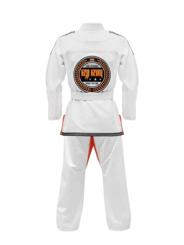 Zeprum Premium White With Orange Brazilian Jiu Jitsu Gi (Bjj Gi)