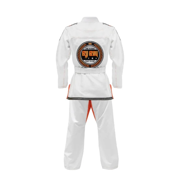 Zeprum Premium White With Orange Brazilian Jiu Jitsu Gi (Bjj Gi)