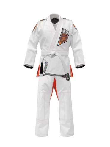 Zeprum Premium White With Orange Brazilian Jiu Jitsu Gi (Bjj Gi)