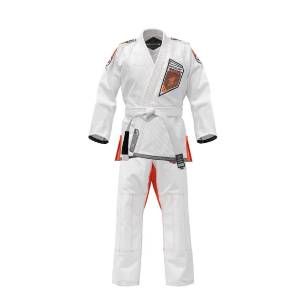 Zeprum Premium White With Orange Brazilian Jiu Jitsu Gi (Bjj Gi)