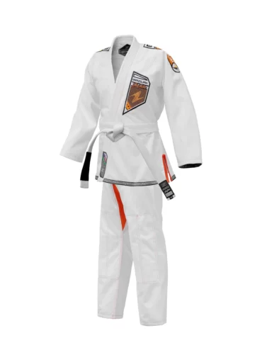 Zeprum Premium White With Orange Brazilian Jiu Jitsu Gi (Bjj Gi)