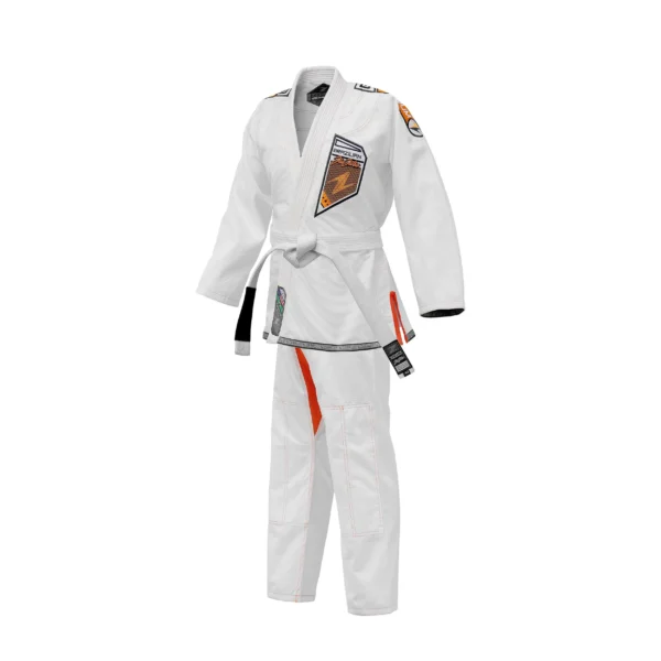 Zeprum Premium White With Orange Brazilian Jiu Jitsu Gi (Bjj Gi)