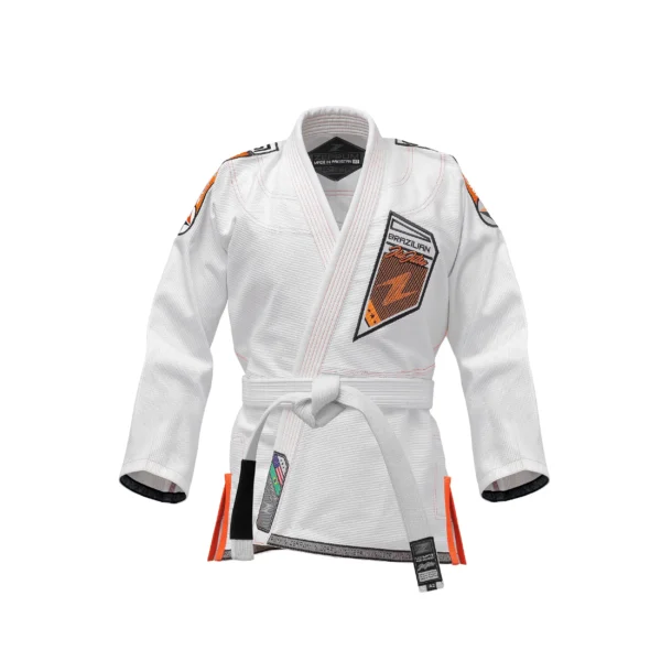 Zeprum Premium White With Orange Brazilian Jiu Jitsu Gi (Bjj Gi)