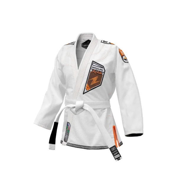 Zeprum Premium White With Orange Brazilian Jiu Jitsu Gi (Bjj Gi)